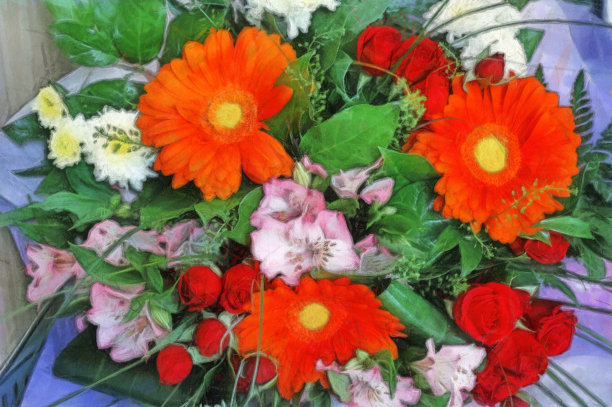 水彩画一大束花图片下载