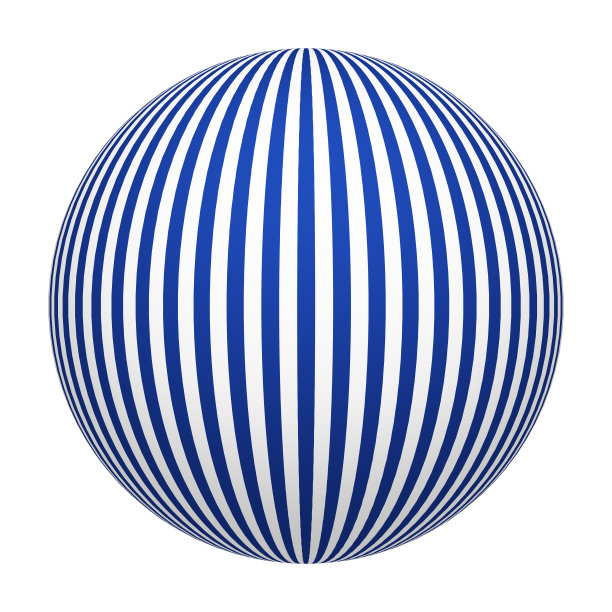 蓝白条纹图案纹理上的球或球孤立在白色背景上。模型设计。3 d抽象插图图片下载