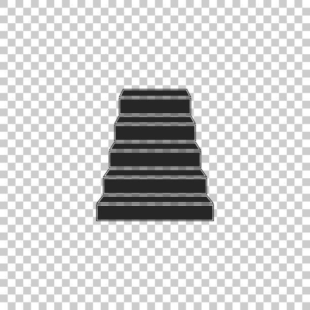 楼梯图标孤立在透明的背景。平面设计。矢量图图片下载