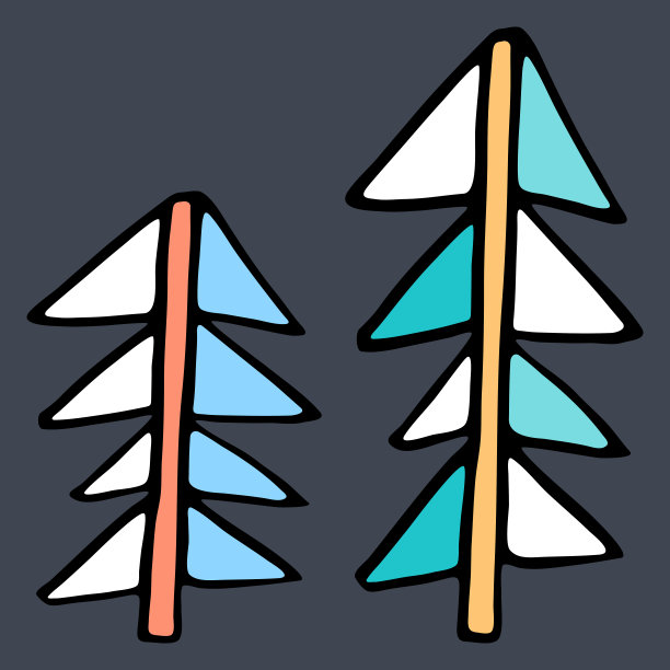 手绘圣诞树，云杉或冷杉图片下载