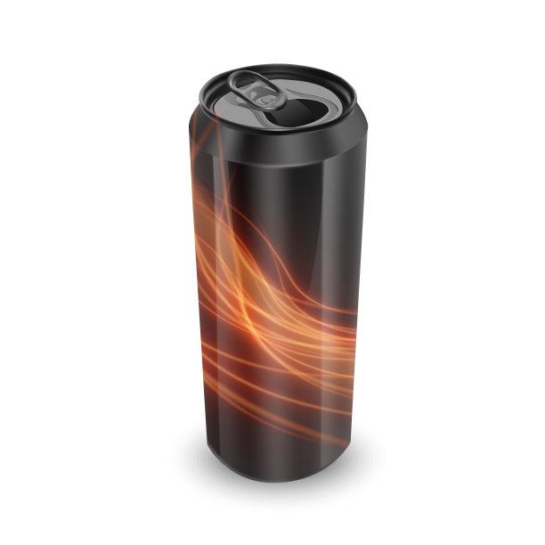 能量饮料包装设计模板，黑色铝罐图片下载