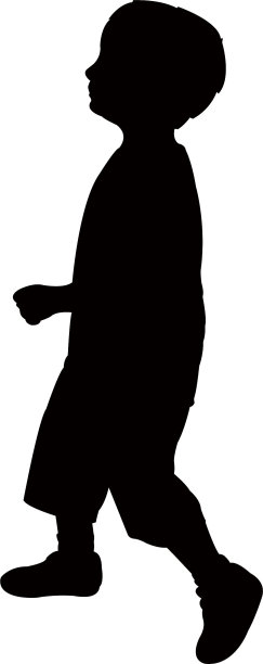 一个男孩走路的身体剪影向量图片下载