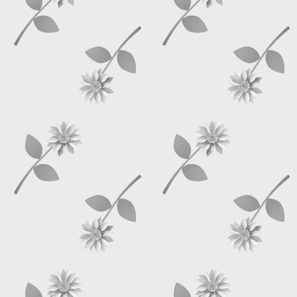 无缝图案的照片与纸白色的花在白色的背景。图片下载