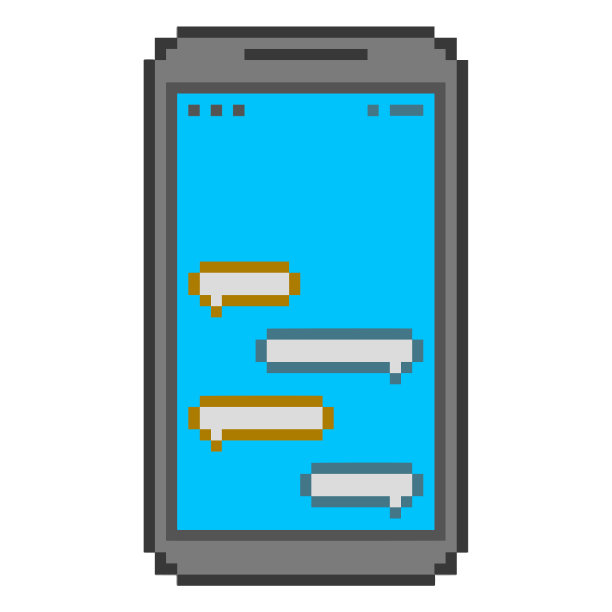 像素艺术智能手机和信使打印。图片下载