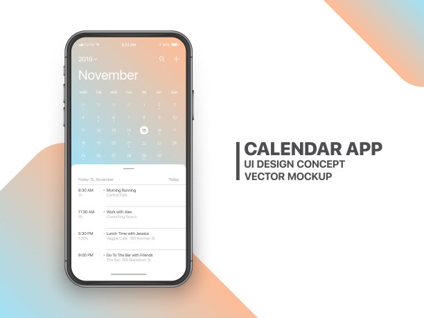 日历App UI概念矢量素材素材图片