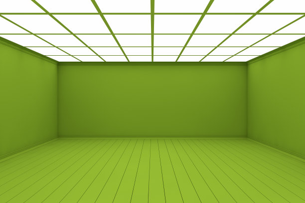 空的3d绿色房间图片下载