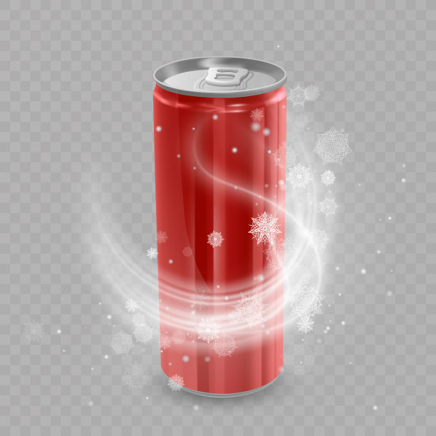 饮料包装设计模板，红色铝罐，冰饮料金属罐。图片下载