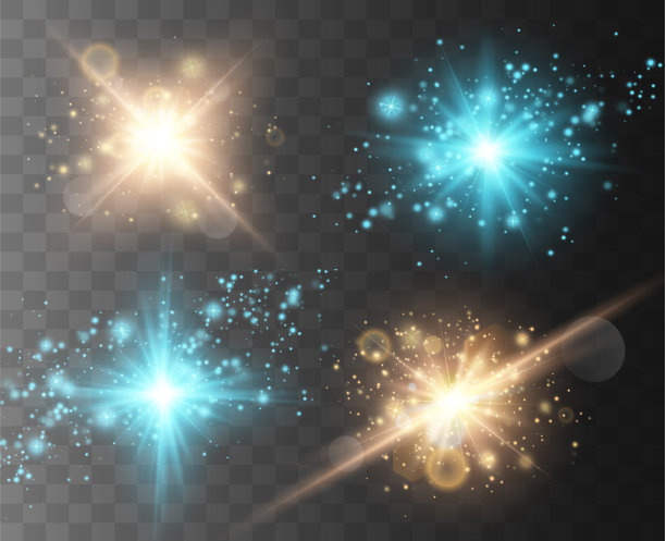 一组发光的光星星与Sparkles。图片下载