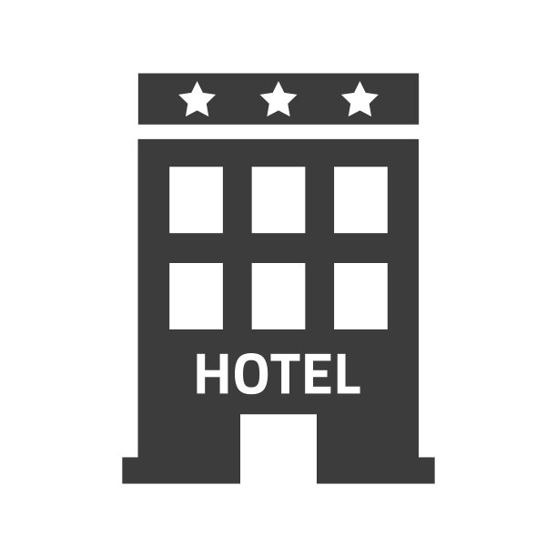 酒店图标上的白色背景。图片下载
