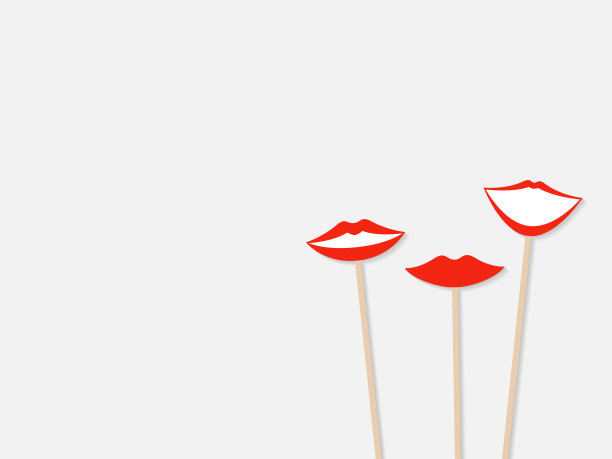 照相亭道具女性嘴唇，孤立在灰色背景上图片下载