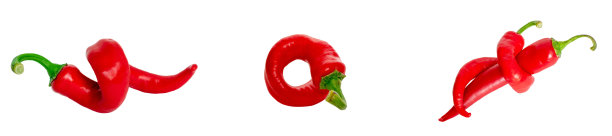 辣椒孤立在白色背景上。扭曲的胡椒图片下载