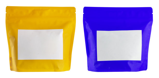 两个咖啡或茶包装与空白标签和复制空间隔离在白色图片下载