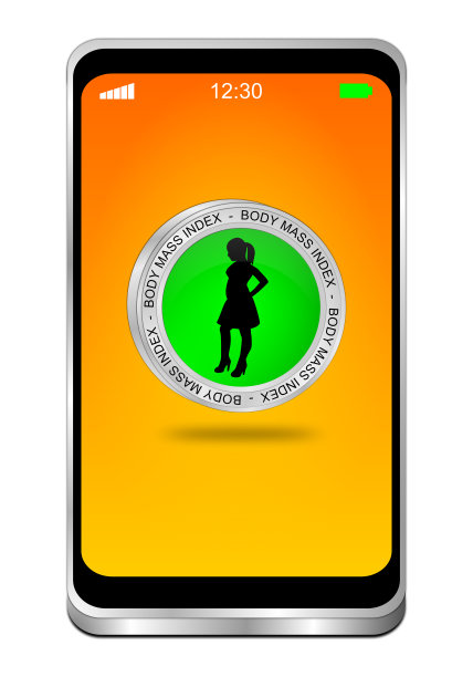 智能手机与BMI -身体质量指数按钮- 3D插图图片下载