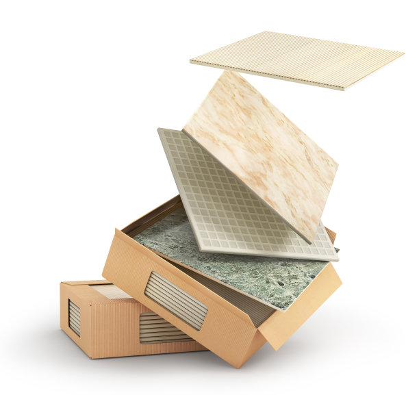 包装上的瓷砖隔离上有白色。三维演示图片下载