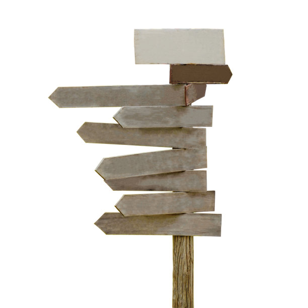 木制空白标志棕色孤立在白色背景。剪切路径。图片下载