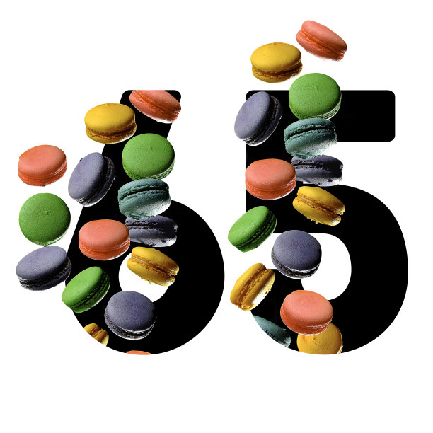 数字65彩色饼干创意排版生日快乐图片下载