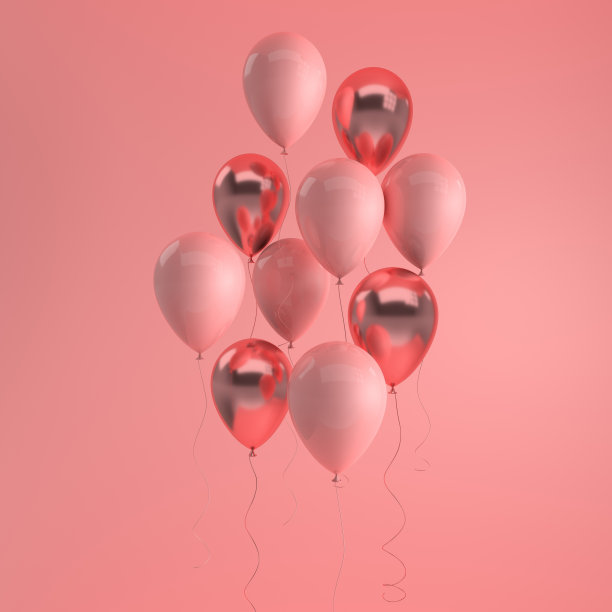 粉彩背景上的粉色和玫瑰金色气球的插图。为生日、派对、社交媒体宣传横幅和海报腾出的空间。3d渲染现实气球图片下载