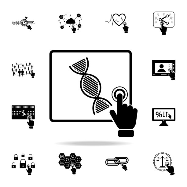 关于触摸屏图标的基因研究概念。详细的数字触摸图标集。高级图形设计。收藏图标之一的网站，网页设计，移动应用程序图片下载