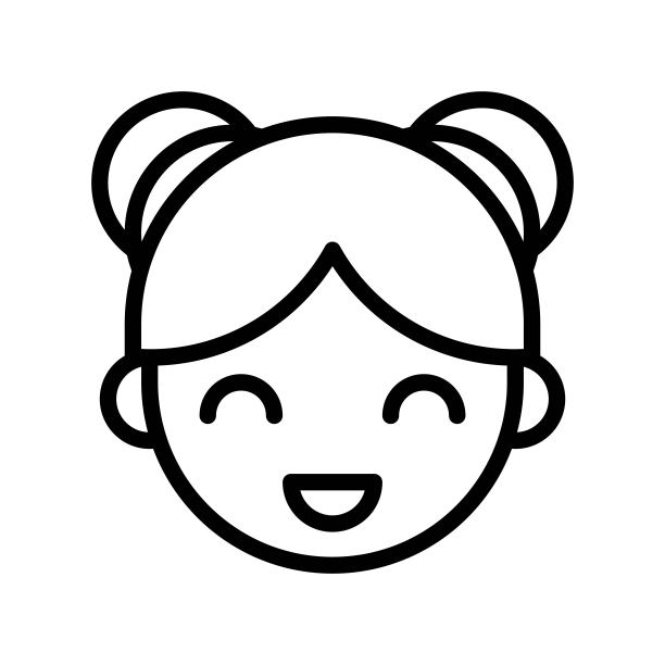 中国女孩面部矢量图，中国新年线条风格图标图片下载