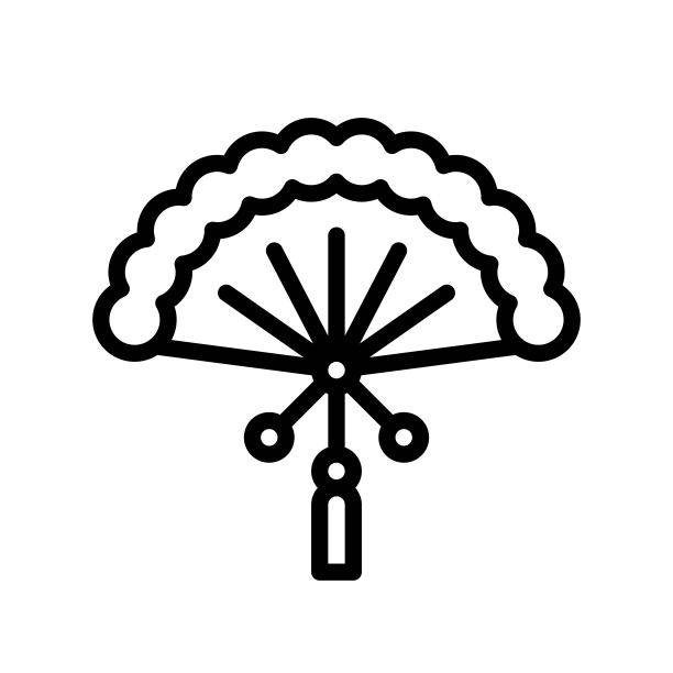 手扇矢量，春节相关线条样式图标可编辑笔画图片下载