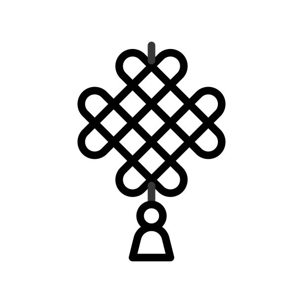 中国结矢量图，中国新年相关线条图标，可编辑描边素材图片