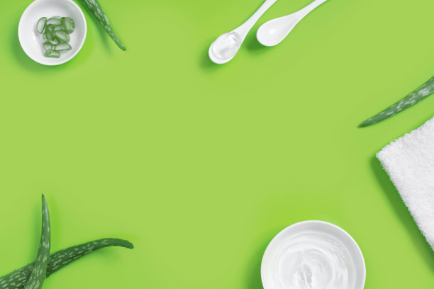 背景天然化妆品芦荟汁，新鲜芦荟叶图片下载