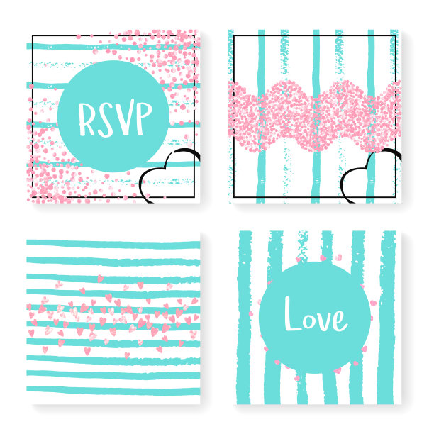 婚礼彩纸条纹，邀请集图片下载