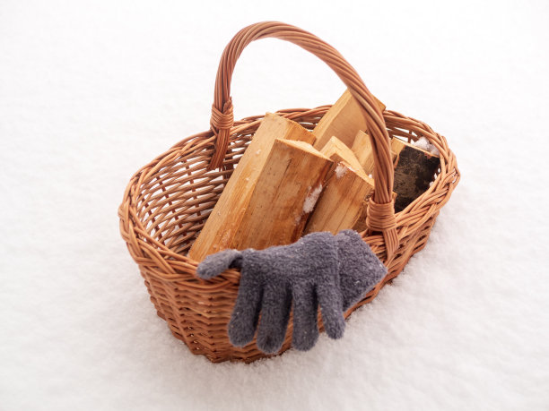 冬天雪里堆上木柴图片下载