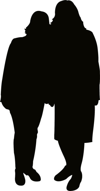 姐妹一起剪影矢量图片下载