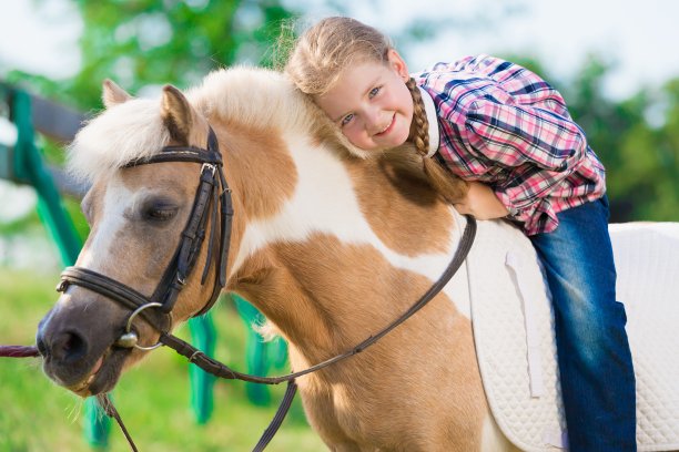 小马。脸的女孩。蓝眼睛。近距离图片下载