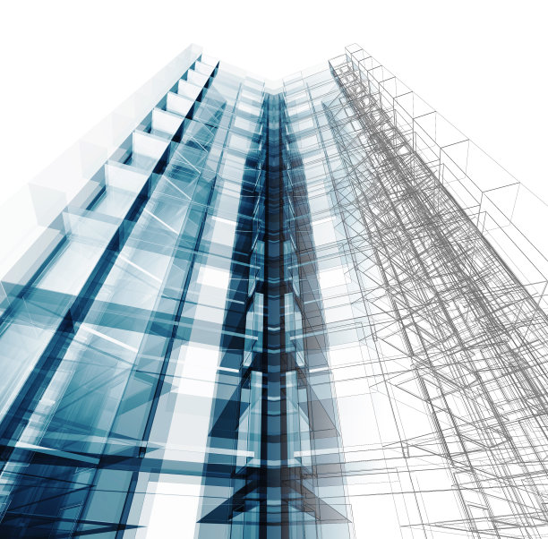 现代办公建筑。三维渲染图片下载