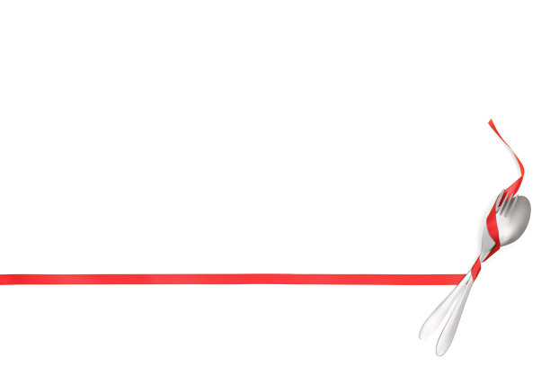 叉子和勺子用红丝带捆绑作为框架，与复制空间隔离图片下载