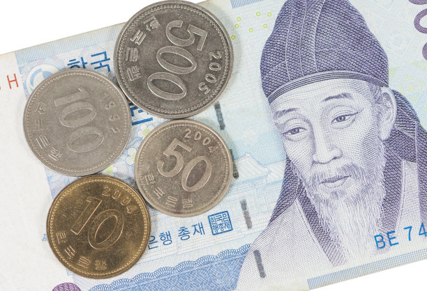 韩国的硬币和纸币图片下载
