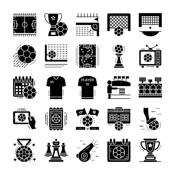 足球和足球固体图标包图片下载