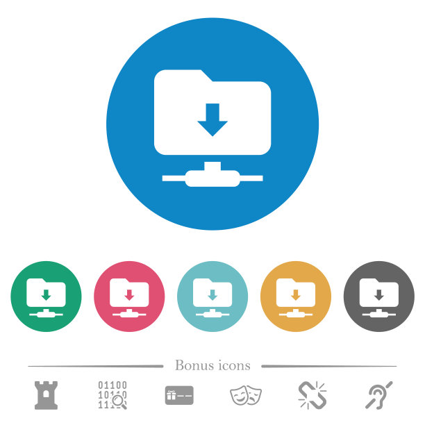 FTP导航到扁平的圆形图标图片下载