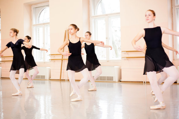 一群练习古典芭蕾的少女图片下载