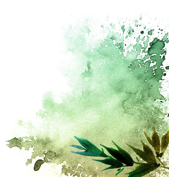 水彩画的树叶素材图片