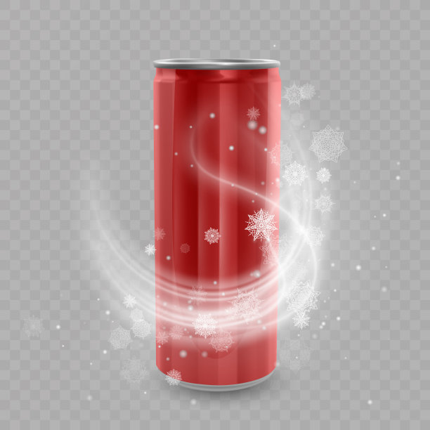 饮料包装设计模板，红色铝罐，冰饮料金属罐。图片下载