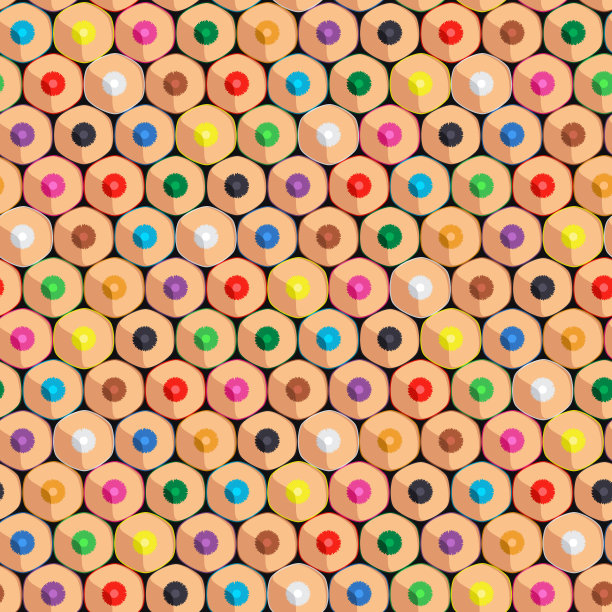 无缝图案与彩色铅笔。向量的背景。图片下载