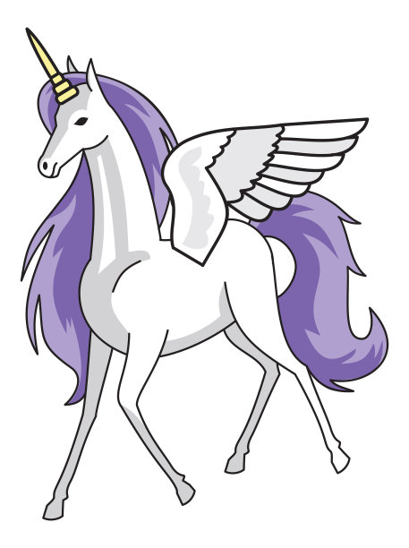 有翅膀和蓝色羽冠的独角兽图片下载