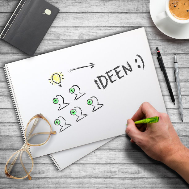 在大学街区上用德语单词“想法”手写“想法”图片下载