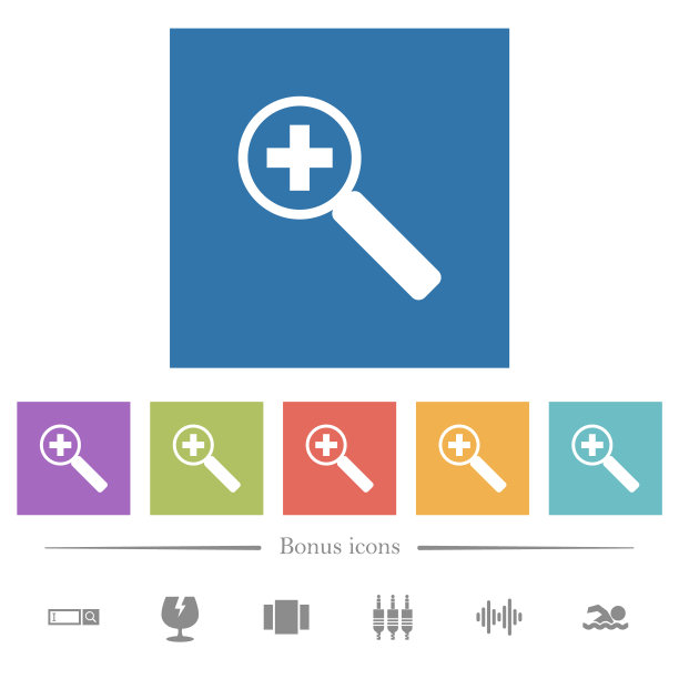 放大方形背景中的白色图标图片下载