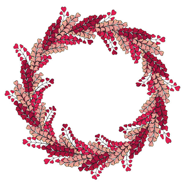 花环是由浪漫的粉红色草药制成的。模板的设计。文本表单。手绘。矢量插图。图片下载