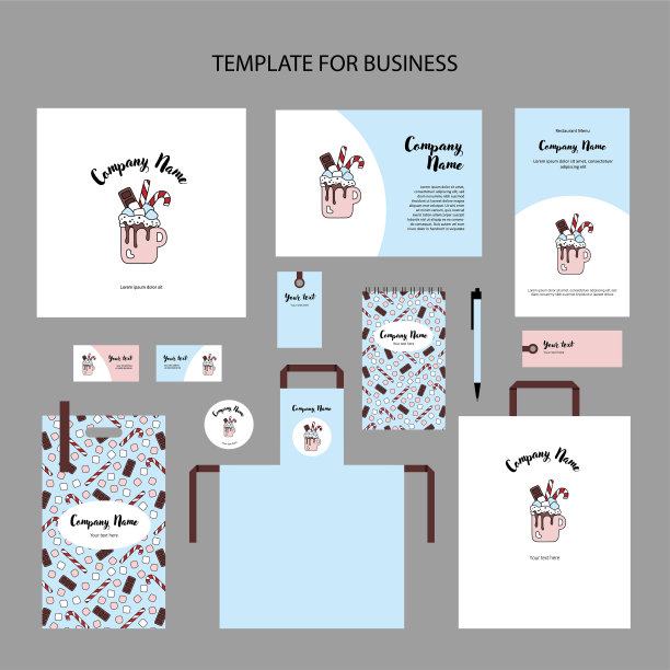 公司品牌热巧克力与棉花糖杯图片下载