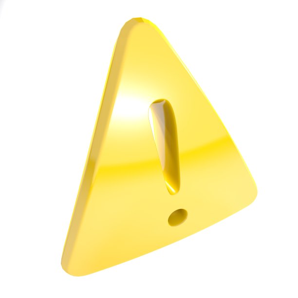 金黄三角形危险标志-三维渲染插图图片下载
