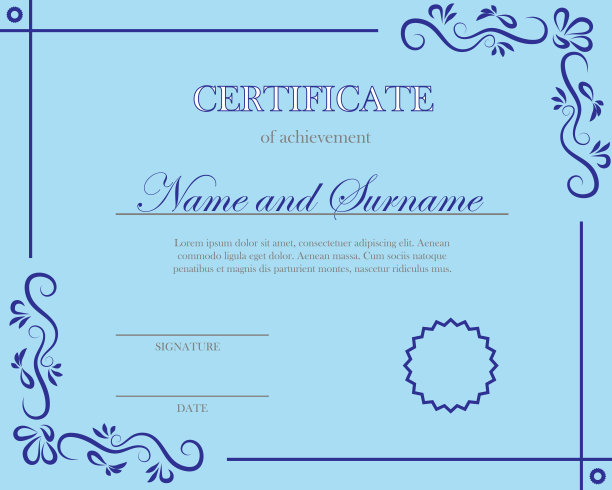 创造性的证书,文凭。文凭、证书的框架。证书模板与优雅的边框，毕业文凭设计或完成。图片下载