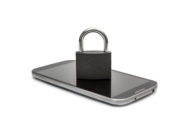 智能手机上的锁。孤立在白色的。图片下载
