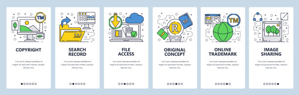 网站登陆屏幕。文件访问和下载，打开文件夹，原始商标。菜单矢量横幅模板的网站和移动应用程序开发。现代设计线性艺术平面插图。图片下载