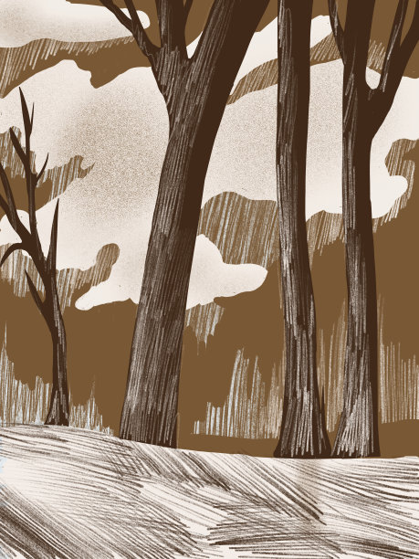 冬季森林上的棕色背景，抽象插图图片下载