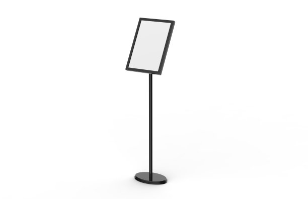 A3海报站地板显示，站Snap框架，海报板，菜单Holder，广告标志站在白色背景，3D插图图片下载